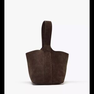 NEW zara leather mini bucket bag handle clip closure